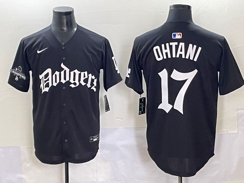 Men 2025 Los Angeles Dodgers #17 Ohtani Black Seventh generation Joint Name Nike MLB Jersey style 15